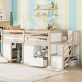 thumbnail image 1 of Twin Size Low Loft Bed with Stairs, Wood Loft Beds with Storage Drawers, Loft Bed Frame with Large Under-Bed Space for Bedroom-Cream+White, 1 of 8