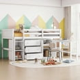thumbnail image 1 of Twin Size Low Loft Bed With Pull-Out Desk, Drawers, Cabinet, And Shelves For White Color, 1 of 9