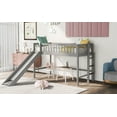 thumbnail image 1 of Twin Size Low Loft Bed with Ladder and Slide, Gray, 1 of 11