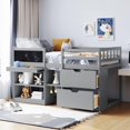 thumbnail image 1 of Twin Size Low Loft Bed with Rolling Desk, Shelf and Drawers - Gray, 1 of 10