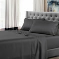 thumbnail image 1 of Twin Size Luxury Extrasoft Giza Cotton 4 Piece Sheets Set in Hotel Quality Dark Grey Solid 15 Inch Deep Pocket, 1 of 5