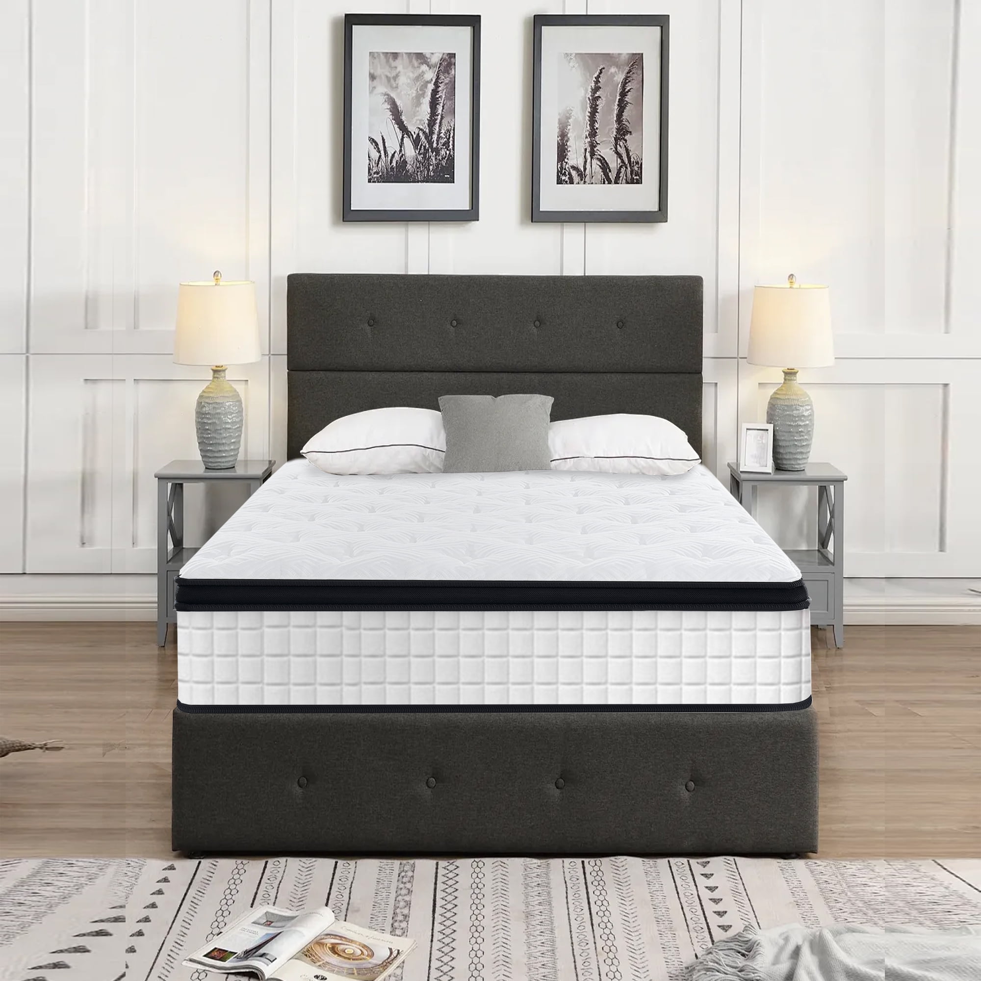 Twin Size Mattress,12 Inch Memory Foam Knitted Cover Hybrid Mattress,Individual Pocket