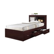 Twin Size Medieval Moods Modern Storage Bed With 3 Drawers and Headboard with Spindles feature, Laminated Finish - 85.6"L x 42.3"W x 39.2"H