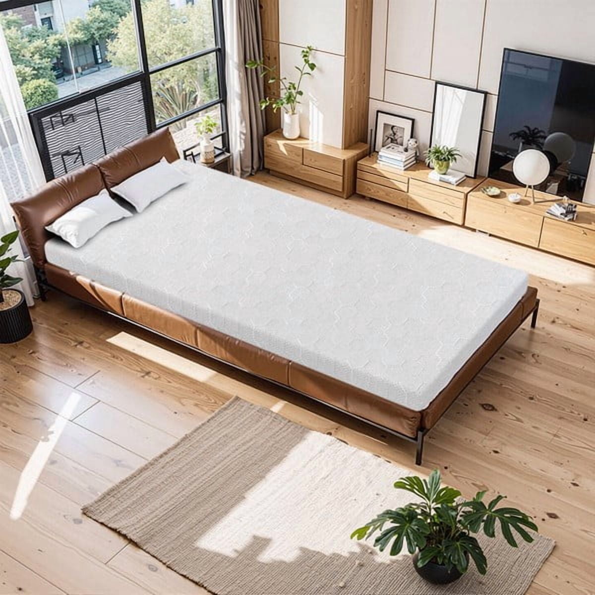 Twin Size Memory Foam 4" Ultra-Thin Mattress Topper, Triple-Layer , Anti-Slip, Breathable for Bunk Beds/Dorms/Small Spaces