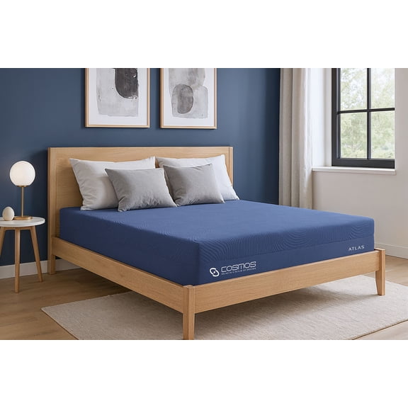 Twin Size Memory Foam Mattress, 8-Inch All Foam Mattress in a Box with Super Soft Fabric Cover, Blue-Gray Pressure Relieving Bed for Guest Rooms and Compact Spaces, Atlas Series