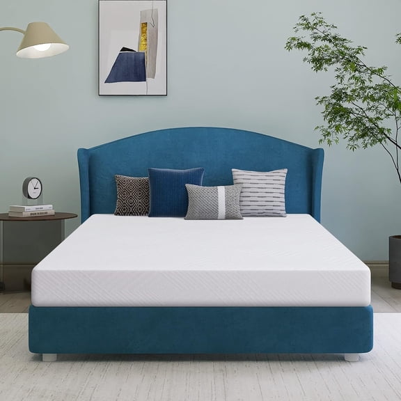 Twin Size Memory Foam Mattress, 8 Inch Green Tea Cooling Gel Mattress Topper in a Box, Medium Firm Pressure Relieving with Breathable Soft Fabric Cover,White, USA (EGO White 8'' T)