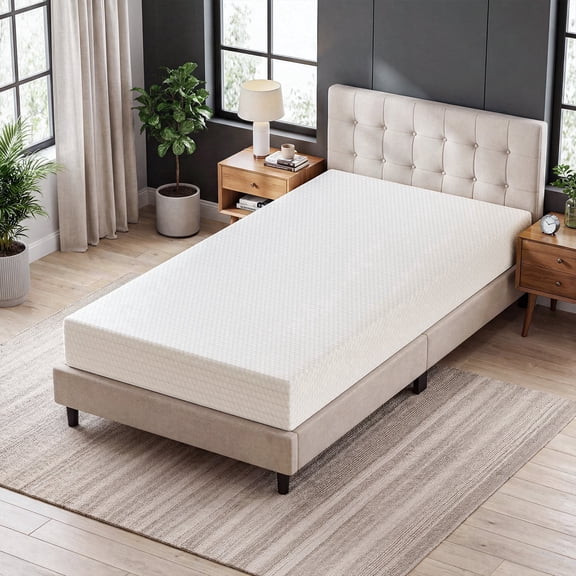 Twin Size Memory Foam Mattress,Gexpusm 8 Inch Bed Mattress in A Box with High-density Memory Foam,Cooling Gel, Pressure Relief with Medium Firm Support,White