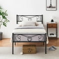 thumbnail image 1 of Twin Size Metal Bed Frame Platform with Fashion Headboard and Footboard Metal Bed Mattress Foundation with 13.7" Storage No Box Spring Needed Easy Assembly Black, 1 of 7