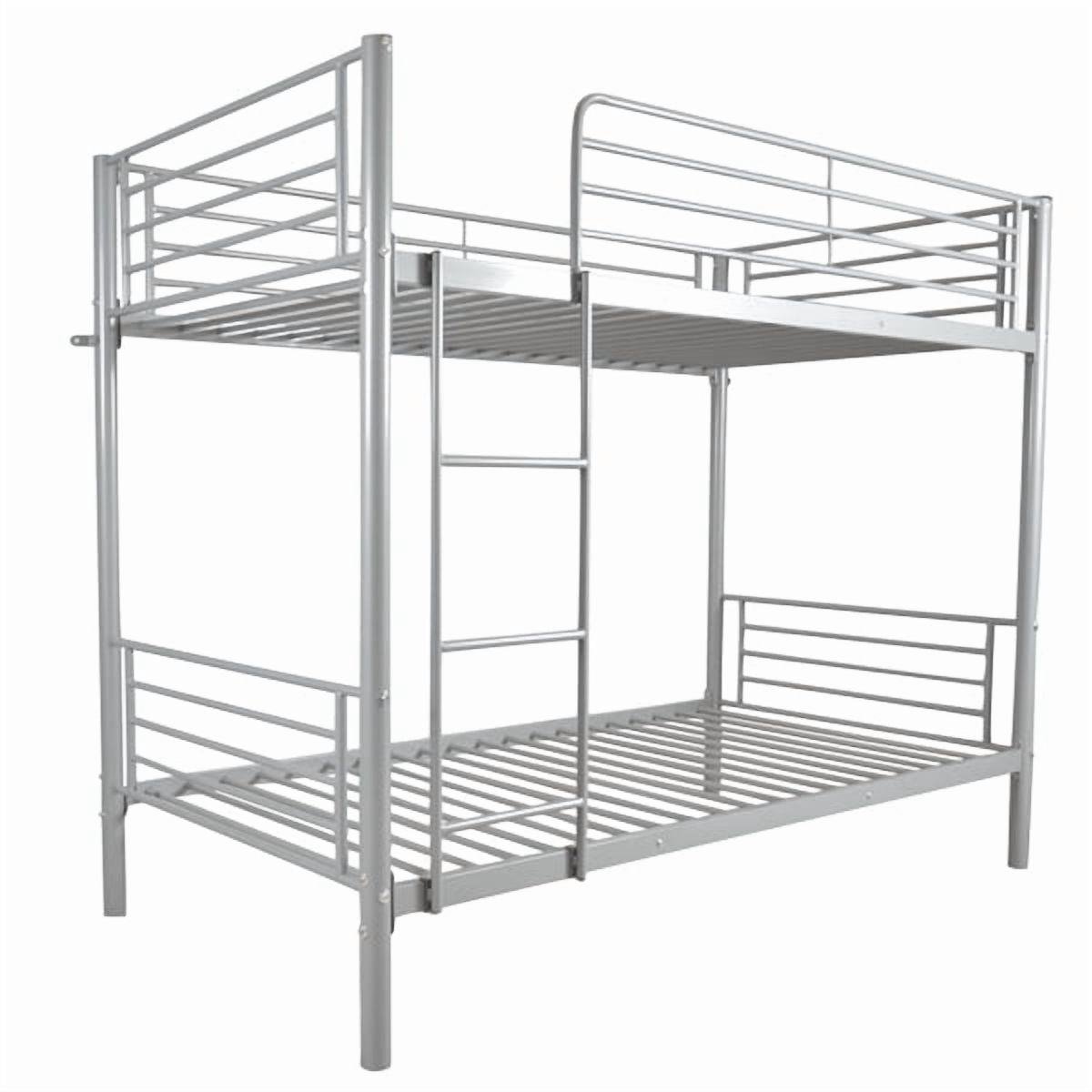 Twin Size Metal Bunk Bed, Sturdy Iron Frame, 33.5cm Safety Fence for Upper Berth, with Under-Bed Storage for Bedroom