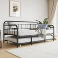 thumbnail image 1 of Twin Size Metal Daybed Frame with Trundle, Heavy Duty Steel Slat Support Sofa Bed Platform with Headboard, No Box Spring Needed, Black, 1 of 10