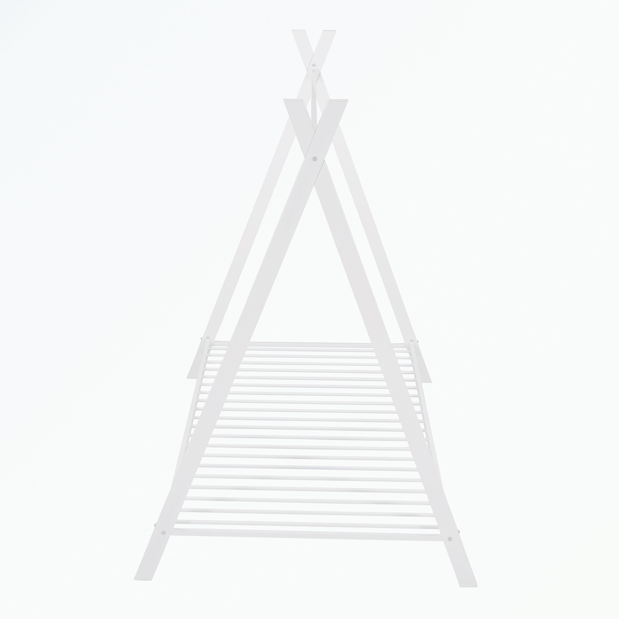 Twin Size Metal Floor Play House Bed Tent Bed White