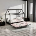 thumbnail image 1 of Twin Size Metal House Shape Platform Bed with Trundle, 1 of 7