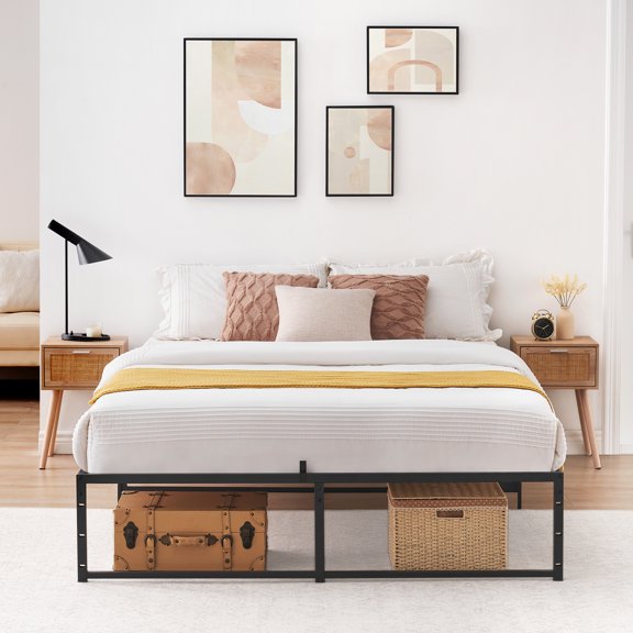 Twin Size Metal Platform Bed Frame – 13" Underbed Storage, 800 lbs Heavy Duty, Noise-Free – No Box Spring – Easy Assembly – Black