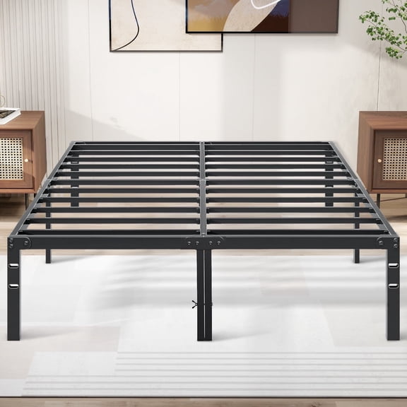 King Size Metal Platform Bed Frame - Heavy Duty Mattress Foundation with Steel Slats Support (No Box Spring Needed)
