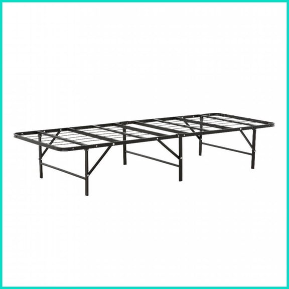 Twin Size Metal Platform Bed Frame - No Box Spring Needed, 14” Underbed Storage, Black for Guest/Rental Rooms