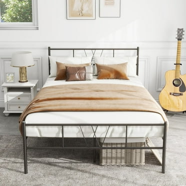 Twin Size Metal Platform Bed Frame with Headboard and Footboard, Heavy Duty Mattress Foundation with Steel Slats Support, No Box Spring Needed, Black