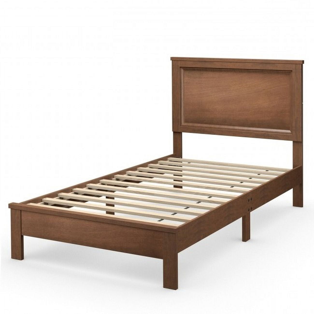 Twin Size Modern College Dorm Wooden Platform Bed in Walnut - Walmart.com