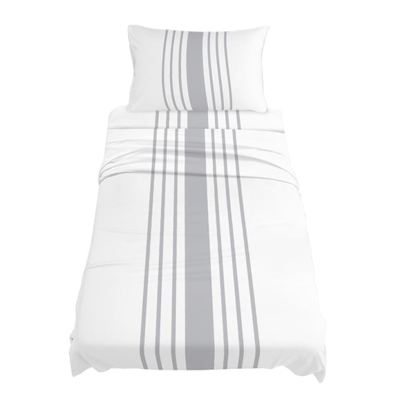 Twin Size Modern Gray Striped Sheet Sets Simple White Background Soft Breathable Microfiber Bed Sheets Deep Pockets 4 Piece Bed Sheets Set, 1 Fitted Sheet, 1 Flat Sheet & 1 Pillowcases