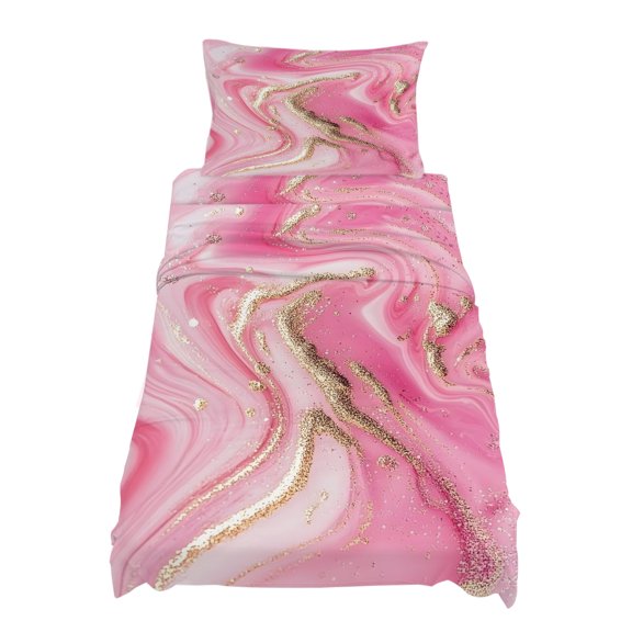 Twin Size Modernism Sheet Sets Impressionist Theme Gold Pink Water Ripple Soft Breathable Microfiber Bed Sheets Deep Pockets 4 Piece Bed Sheets Set, 1 Fitted Sheet, 1 Flat Sheet & 1 Pillowcases