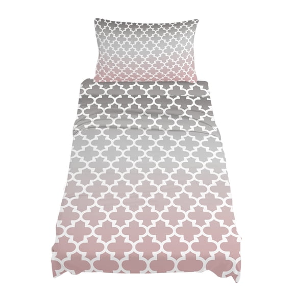 Twin Size Morocco Trellis Sheet Sets Abstract Geometric Grey Pink Ombre Soft Breathable Microfiber Bed Sheets Deep Pockets 4 Piece Bed Sheets Set, 1 Fitted Sheet, 1 Flat Sheet & 1 Pillowcases