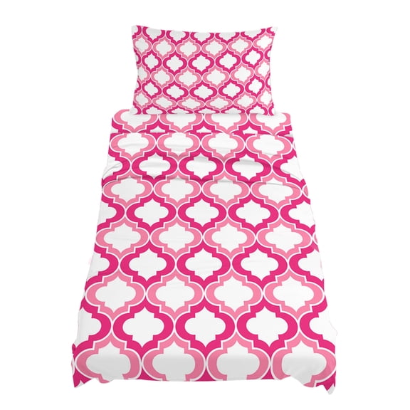 Twin Size Morocco Trellis Sheet Sets Pink Abstract Geometric Soft Breathable Microfiber Bed Sheets Deep Pockets 4 Piece Bed Sheets Set, 1 Fitted Sheet, 1 Flat Sheet & 1 Pillowcases