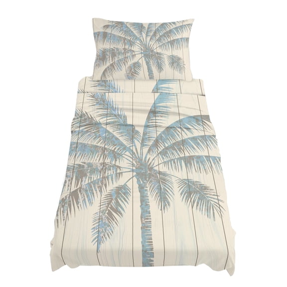 Twin Size Mottled Palm Trees Sheet Sets Tropical Plant Retro Wood Grain Soft Breathable Microfiber Bed Sheets Deep Pockets 4 Piece Bed Sheets Set, 1 Fitted Sheet, 1 Flat Sheet & 1 Pillowcases