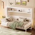 thumbnail image 1 of Twin Size Murphy Bed with Shelves, Space Saving Wall Bed, Foldable Design with Storage Shelf, Metal Frame for Small Apartment, Guest Room, Home Office, White, 1 of 13
