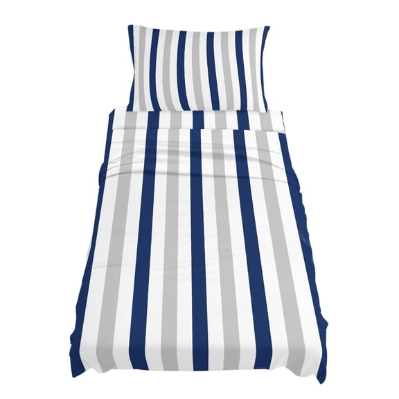 Twin Size Navy Blue White Stripes Sheet Sets Minimalist Abstract Vertical Striped Soft Breathable Microfiber Bed Sheets 4 Piece Bed Sheets Set, 1 Fitted Sheet, 1 Flat Sheet & 1 Pillowcases