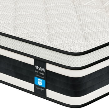 Twin Size Organic Mattress, Nisien 10 Inch Gel Memory Foam Hybrid Mattress in a Box, Fiberglass Free, Medium Firm Euro Top Bed Mattress for Cooler Sleep,100-Night Free Trial