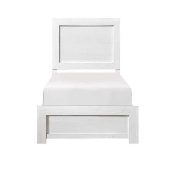 Twin Size Panel Bed White - Modern Wooden Bedroom Furniture, Bed in a Box Box Spring Required + Twin + White + Bedroom + Bed Frame + Wood