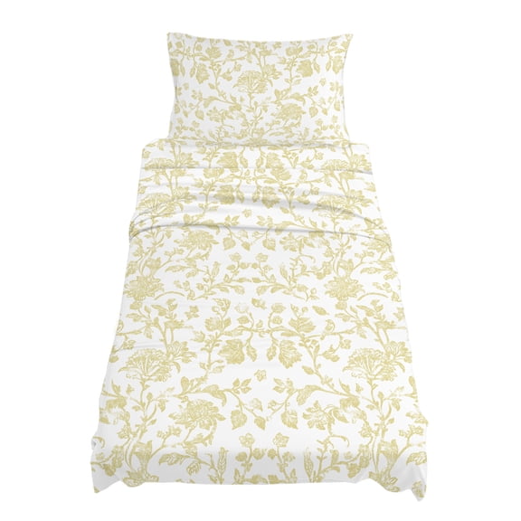 Twin Size Pastoral Flowers Sheet Sets Vintage Yellow Flower Farmhouse Plant Soft Breathable Microfiber Bed Sheets Deep Pockets 4 Piece Bed Sheets Set, 1 Fitted Sheet, 1 Flat Sheet & 1 Pillowcases