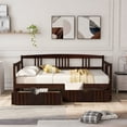 thumbnail image 1 of Twin Size Pinewood Daybed Sofa Bed with Two Pull Out Storage Drawers,Space-Saving Daybed with Guardrails 10 Wooden Slats Support for Living Room Bedroom Kids Adults,No Box Spring Needed,Espresso, 1 of 7