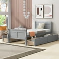 thumbnail image 1 of Twin Size Platform Bed,Wood Platform Bed Frame with 4 Drawers and Streamlined Headboard Footboard,Gray, 1 of 7
