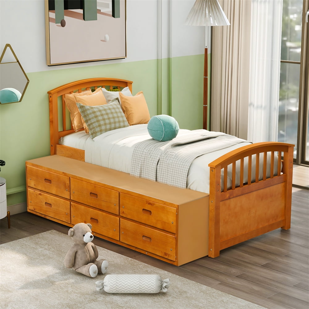 Twin captain bed cheap with storage drawers