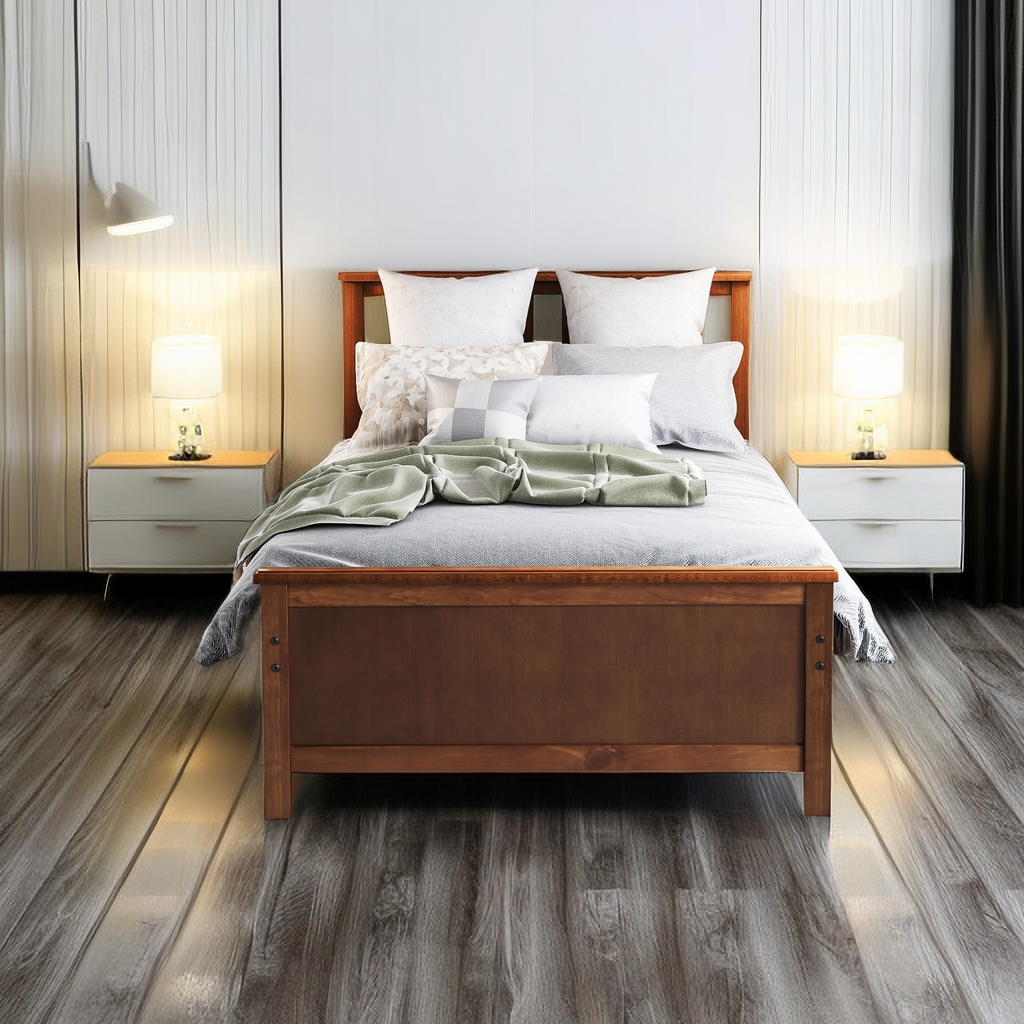 Twin Size Platform Bed Frame with Headboard/Footboard/Slat Support