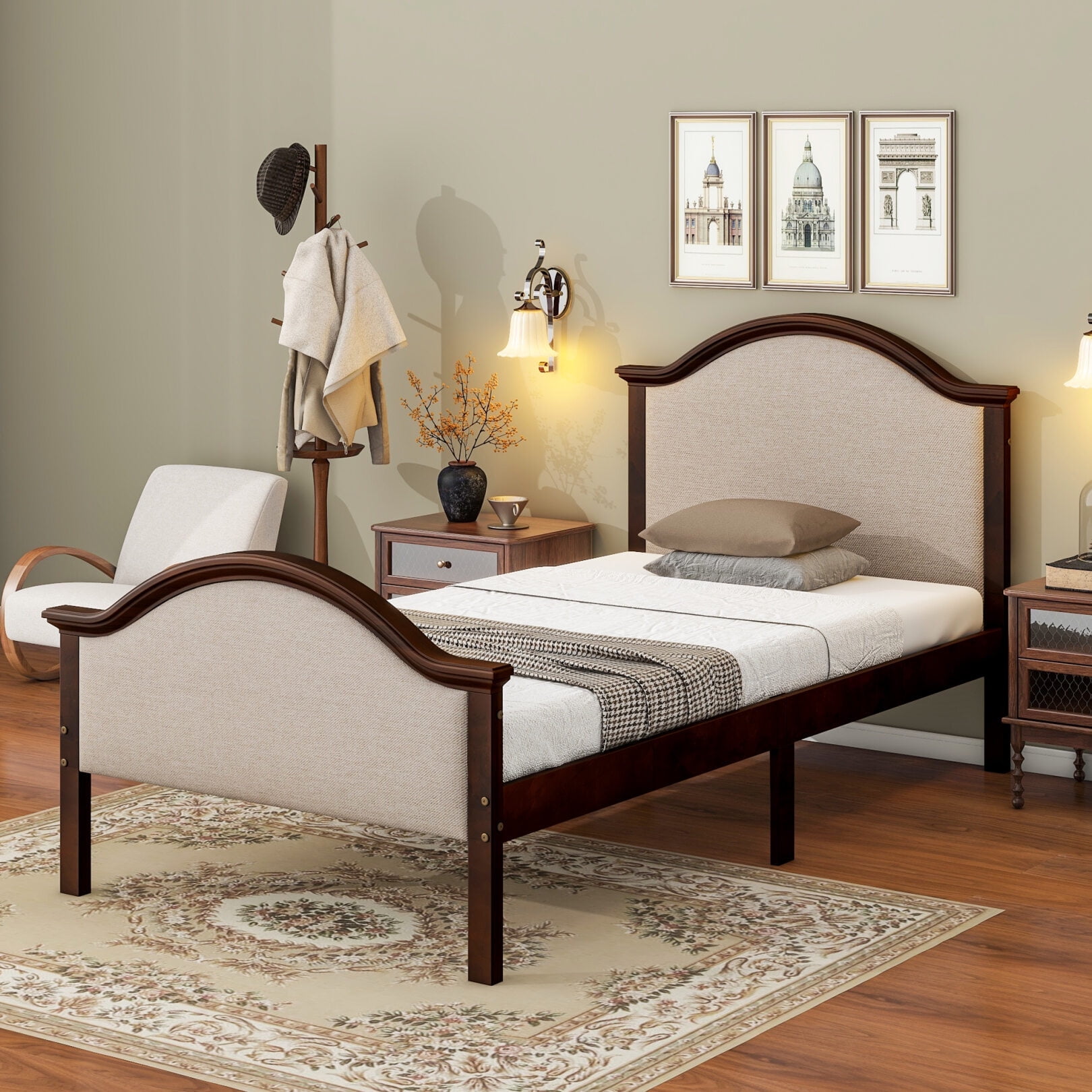 Dark wood single bed discount
