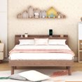 Twin Size Platform Bed, Modern Style Wooden Bed Frame with Builtin USB