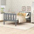 thumbnail image 1 of Twin Size Platform Bed, Solid Wood Twin Bed Frame with Headboard and Footboard, Bedroom Platform Bed Frame with Slat and Center Support Legs for Teens, Adults, No Box Spring Needed, Gray, 1 of 7