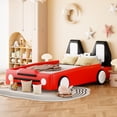 thumbnail image 1 of Twin Size Platform Bed With Race Car Feature And Wheels - Red, Strong Reliable Construction Appearance Red, 1 of 7