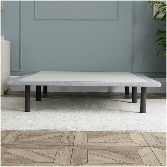 Foldable Twin Platform Bed Frame with Upholstered Headboard, Easy No-Tool Assembly, Under Bed Storage, Grey Black