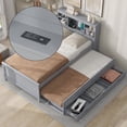 thumbnail image 1 of Twin Size Platform Bed with Storage Headboard, USB, Twin Size Trundle and 3 Drawers, Gray, 1 of 9