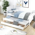 thumbnail image 1 of Twin Size Platform Bed with Trundle and Drawers, White, 1 of 8