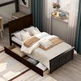 thumbnail image 1 of Twin Size Platform Storage Bed, Wood Platform Bed with 2 drawers,Wheels Wood slats support and Headboard,No Box Spring Needed, 1 of 7