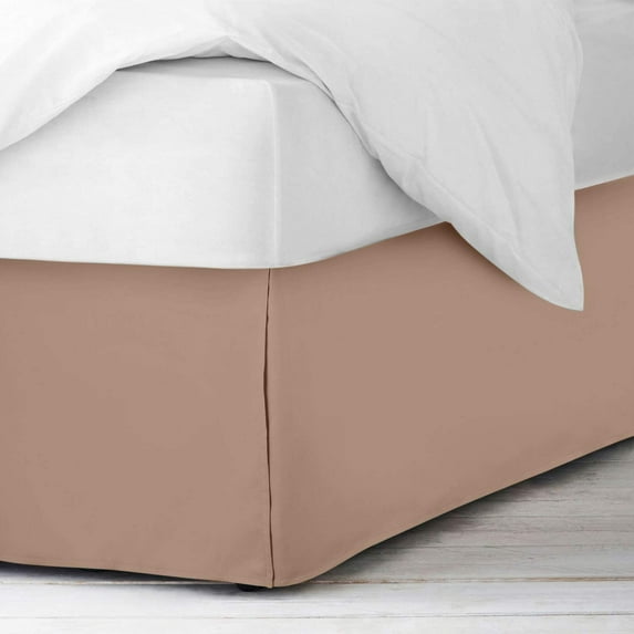 Twin Size Pleated Bed Skirt (39" x 75") with 12" Ideal Drop, Wrinkle Free & Soft 100% Microfiber Polyester, Stylish Pleated Bed Valances - Taupe Solid.