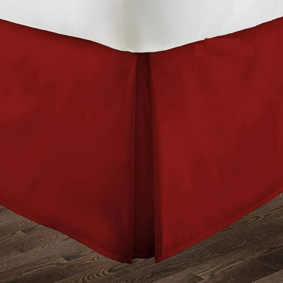 Twin Size Pleated Bed Skirt (39" x 75") with 15" Ideal Drop, Wrinkle Free & Soft 100% Microfiber Polyester, Stylish Pleated Bed Valances - Burgundy Solid.