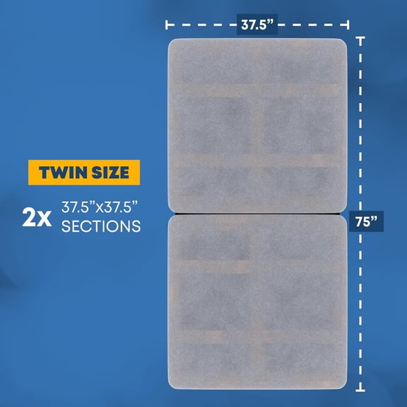 Twin Size Premium 2-Piece Bunkie Board, Fabric Cover, Fully Assembled Under Mattress Support, Grey