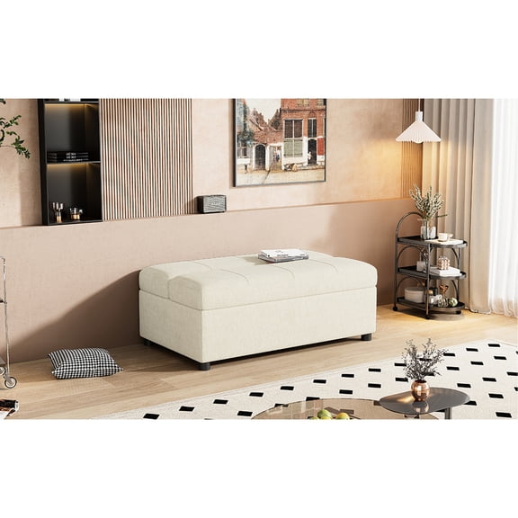Twin Size Pull - out Ottoman Sleeper Bed - Durable Metal Frame, Perfect for Guests