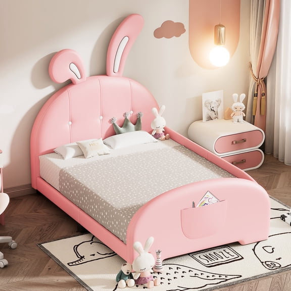 Twin Size Rabbit-Shape Bed with Footboard / Blend in Bedroom and Bear Heavy Weight