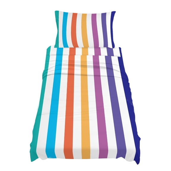 Twin Size Rainbow Striped Sheet Sets Colorful Rectangular Geometric Soft Breathable Microfiber Bed Sheets Deep Pockets 4 Piece Bed Sheets Set, 1 Fitted Sheet, 1 Flat Sheet & 1 Pillowcases