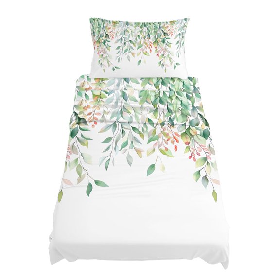 Twin Size Rattails Leaves Sheet Sets Vines Branch Plants Watercolor Soft Breathable Microfiber Bed Sheets Deep Pockets 4 Piece Bed Sheets Set, 1 Fitted Sheet, 1 Flat Sheet & 1 Pillowcases